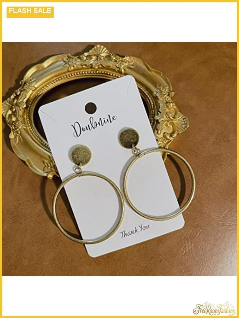 Matte Gold Hoop Earrings Art Deco Circle Stud Jewelry for Women